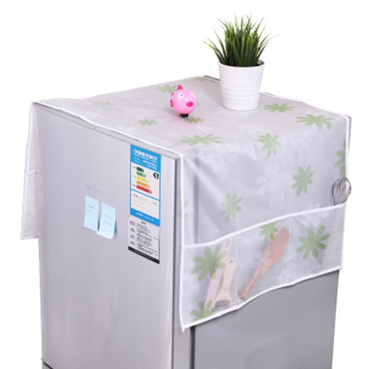 Køleskabsdæksel, vaskemaskinens topdæksel med lomme, universal vandtæt vaskbart støvdæksel til husholdningsbrug til køleskab: Plante