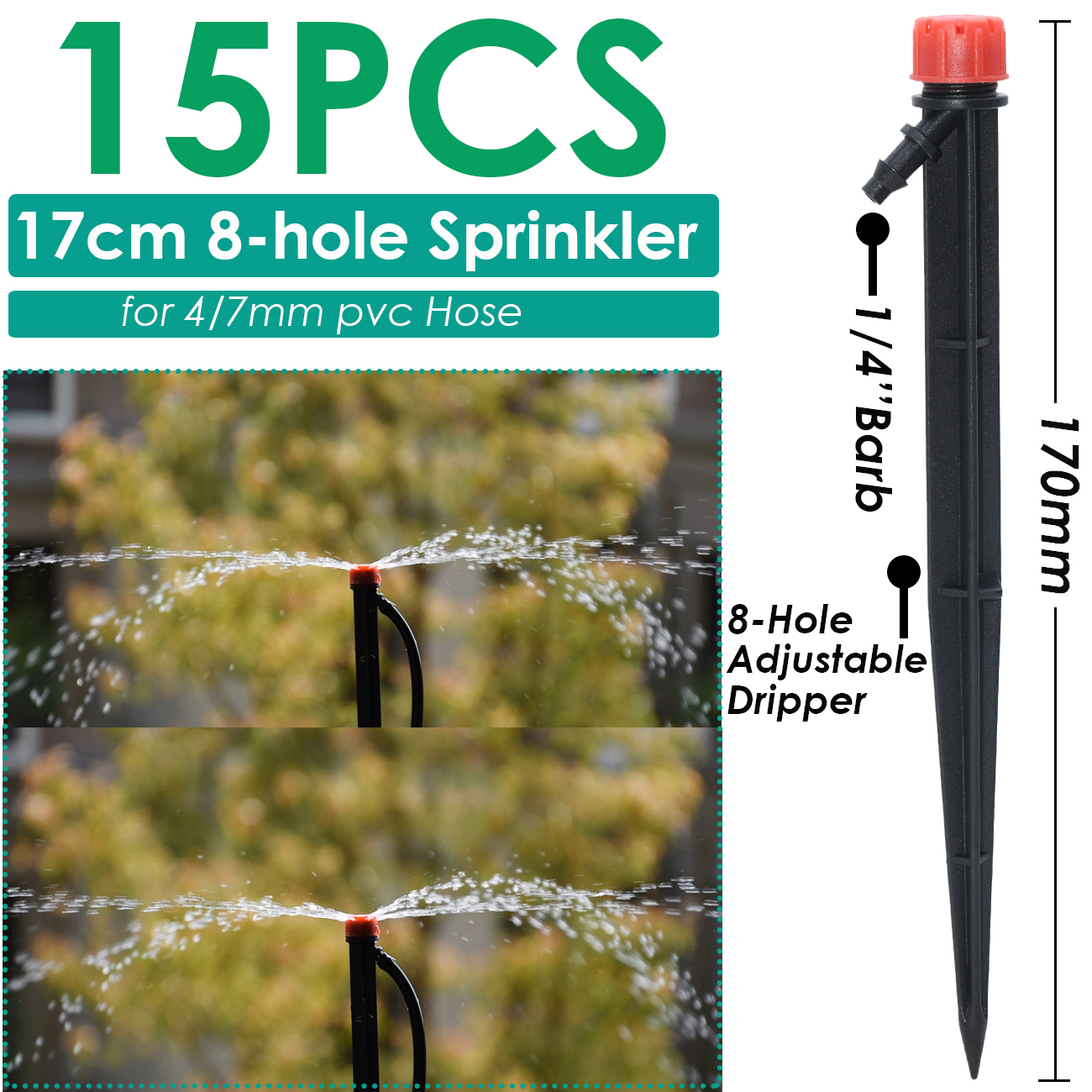 Kesla 15 Pcs Tuin Watering Druppelbuis Sprinkler Verneveling Nozzle Op Stake Druppelaar Invoegen Grond Fit 4/7 Mm slang Kas: Marineblauw
