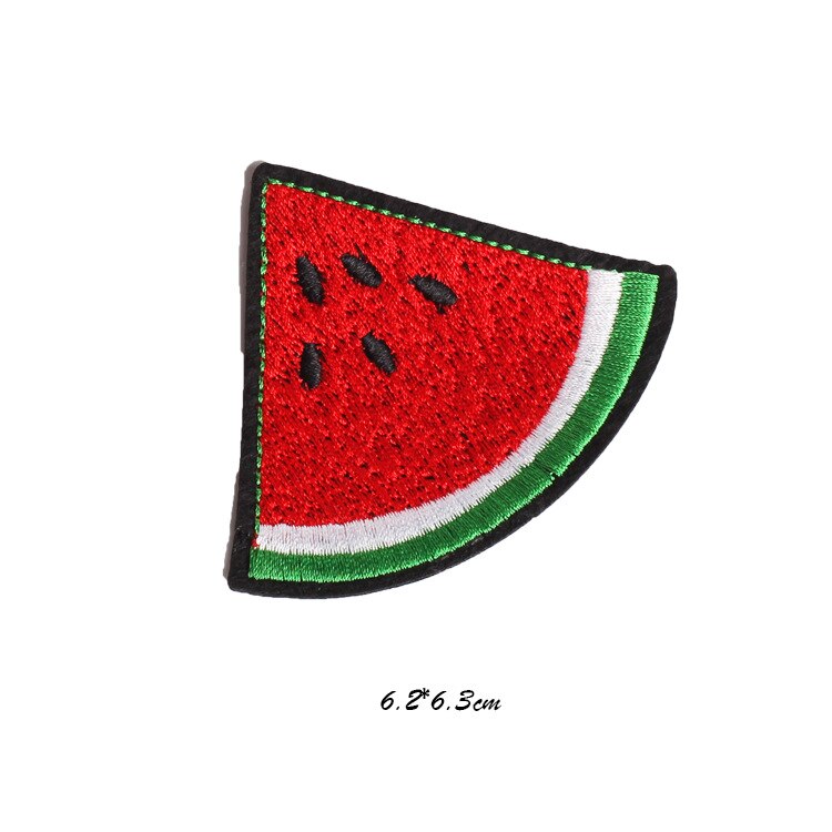 Cartoon Fruits Watermelon Patch Iron-on Embroidered Fruit Stickers DIY Appliques Handmade Pacthwork Garment Accessories: Dark Khaki
