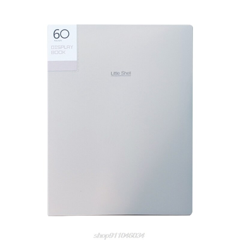 A4 Display Book 20/30/40/60 Pages Transparent Insert File Folder Document Storage Bag Office Supplies M09 21: Gray 60 Page