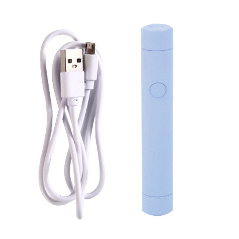 Mini batteri opbevaring neglelampe usb bærbar lommelygte pen type led lysterapi maskine ultraviolet negle bagelampe: Blå