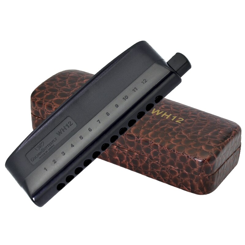 Golden Butterfly 12 Hole Chromatic Harmonica WH12 Harp musical instrument mouth organ semi-matte ABS cover: Default Title
