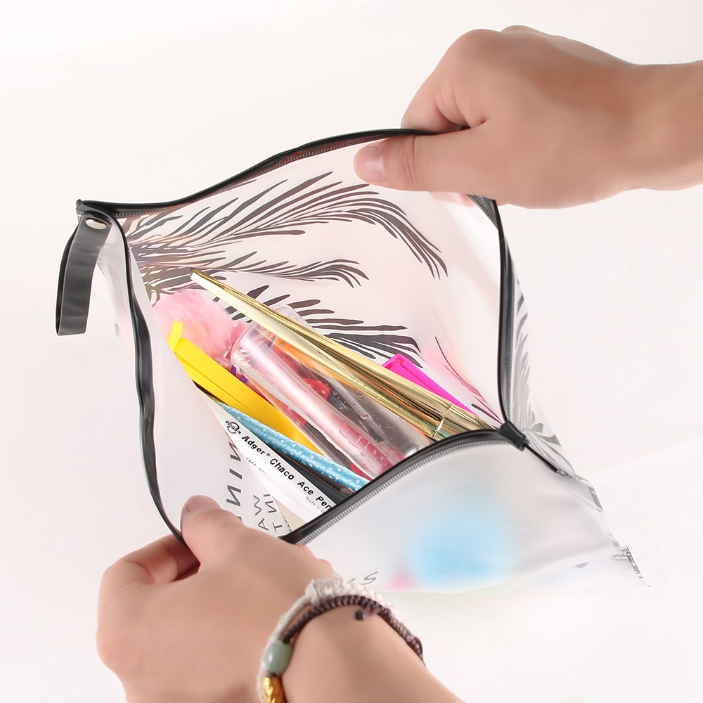 Bolsa de cosméticos, herramientas para brochas de maquillaje, estuche de bolígrafo, bolsa de maquillaje transparente, cremallera, soporte de productos de aseo, almacenamiento, Kit de herramientas de maquillaje, 3 tamaños