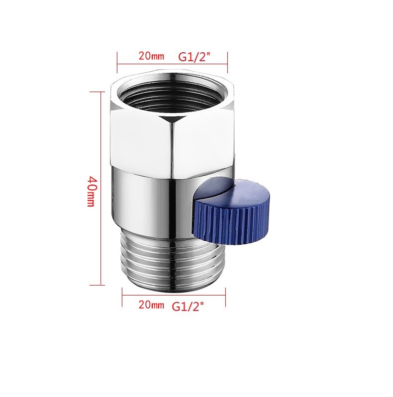 Bathroom Shower G1/2 Inch Brass Junction Water Flow Control Valve Straight-through Shut-off Angle Valve Hand shower quick switch: chrome blue