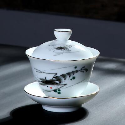 Keramisk tekande elkedel gaiwan håndmalet tekop porcelæn kinesisk kung fu tesæt: Stil b