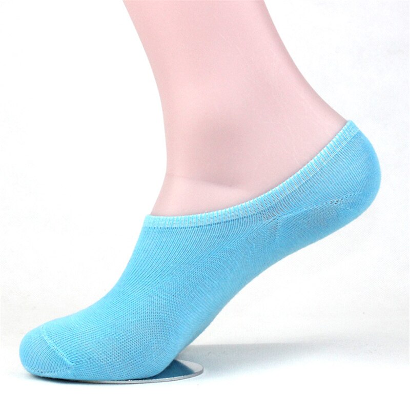 1 par forår sommer mænd sokker ensfarvet vild lavvandet mund felmen piger kvinde usynlig tøffel sports sokker: Wz047- himmelblå