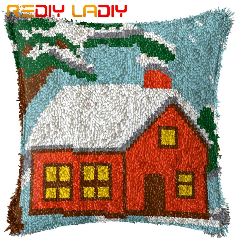 Kits de ganchos de pestillo para hacer tu propio cojín, paisaje de costa, funda de almohada de ganchillo de lona impresa, funda de cojín con gancho de pestillo, Hobby y manualidades: BZ346