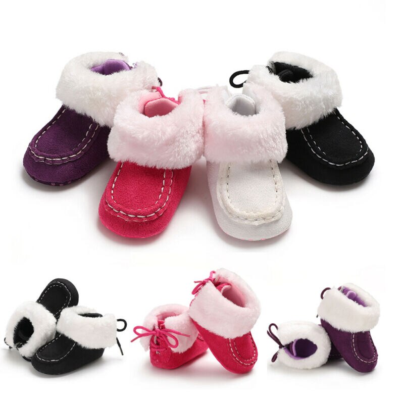 Pasgeboren Baby Meisjes Cashmere Pluche Winter Laarzen Bandage Warme Schoenen Ons