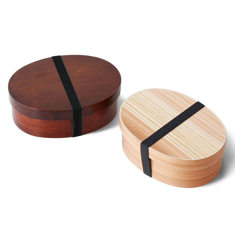 Caja bento de madera duradera, estilo japonés, para una sola persona, para conservar alimentos, vajilla, lonchera de madera para estudiantes