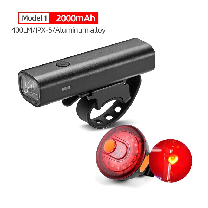 2000 mah lommelygte til cykel usb genopladeligt cykellygte pandelampe til mtb landevejscykling styr forlygte lys 400 lumen: Sæt c