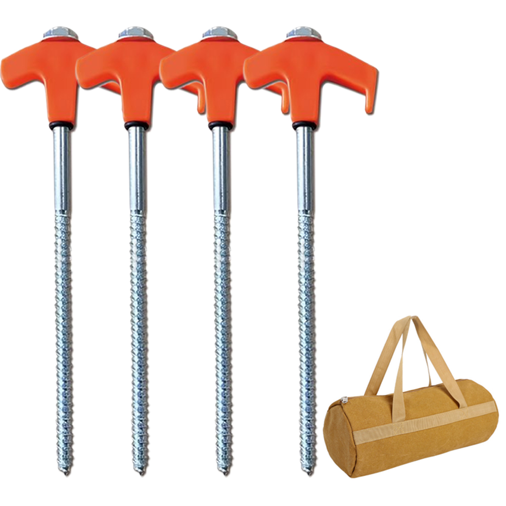 4/8PCS Screw-in Tent Stakes Ground Anchors metal Steel Hexagonal Plastic Head Spiral Screws Camping Peg Ground Nails Tool: Yellow