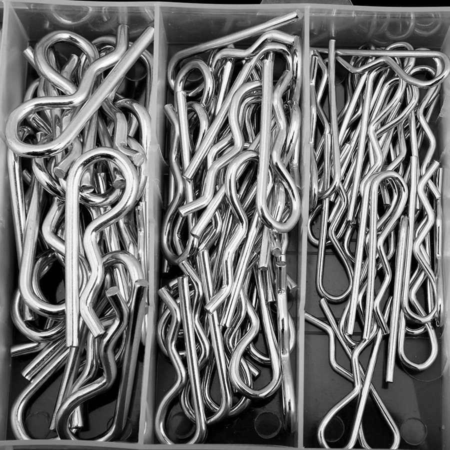 150pcs R Cotter Pin Tractor Pin Clip Assortment Fastener Set 6 Sizes & Box inm