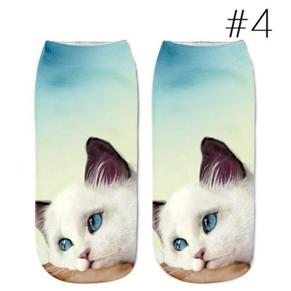 1 Paar Womens Cotton Low Cut Ankle Sokken Catoon 3D Dieren Gedrukt Mode Sokken Korte Sokjes Fancinating enkel: 4