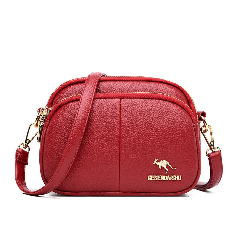 Bolsa mensageiro de couro feminina mini bolsas de luxo designer alta qualidade do sexo feminino vintage crossbody sacos para as mulheres sacos de ombro: Vermelho