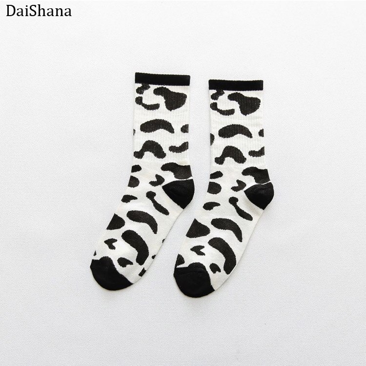 Harajuku kawaii søde sokker kvinder mejeri zebramønster bløde åndbare bomuldsstrømper ankelhøje afslappede behagelige sokker st.: Stil 2
