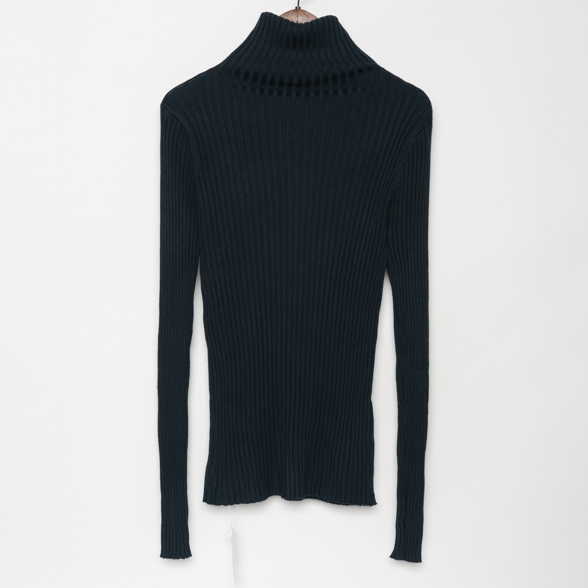 Ribbed Turtleneck Sweater Knitted Tops Women High Neck Pullovers With Thumb Hole Fall Winter Jumper: Forest Green