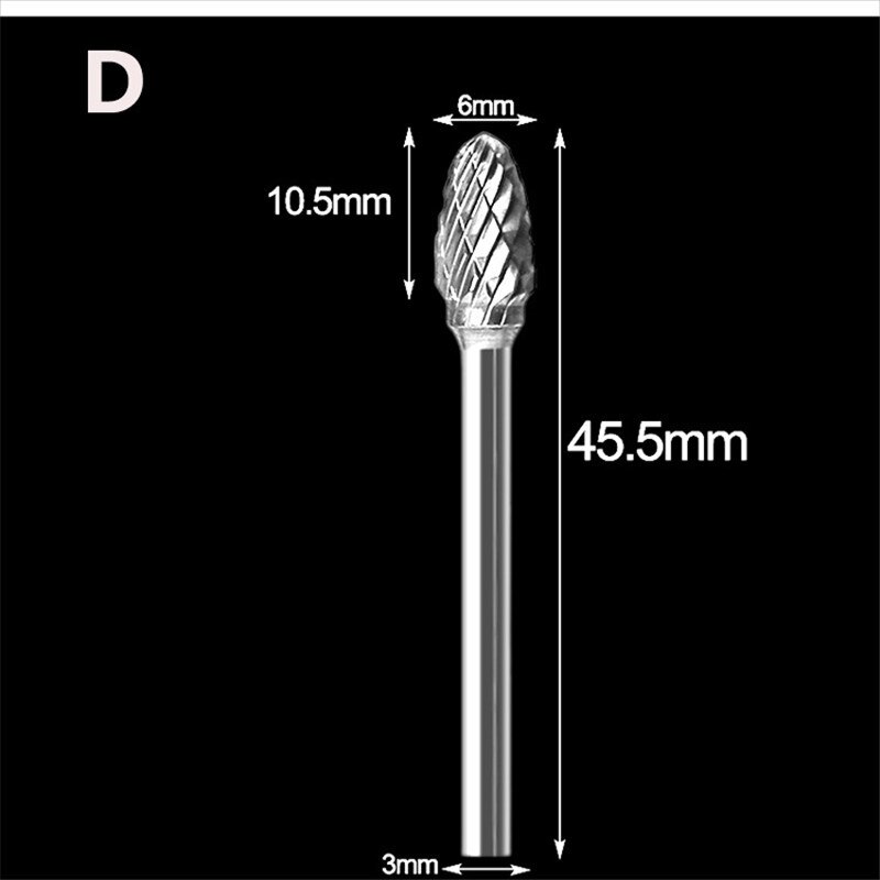 3x6mm Tungsten Steel Carbide Burr Cutter Rotary Tool Burr Double Diamond Cut Rotary Polishing Tools: D