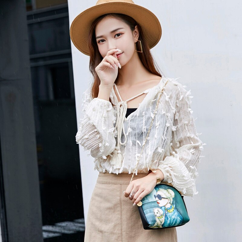 Girl Crossbody Bags Mini Stylish Pattern Messenger Bags Shell Shape Shoulder Bag SER88