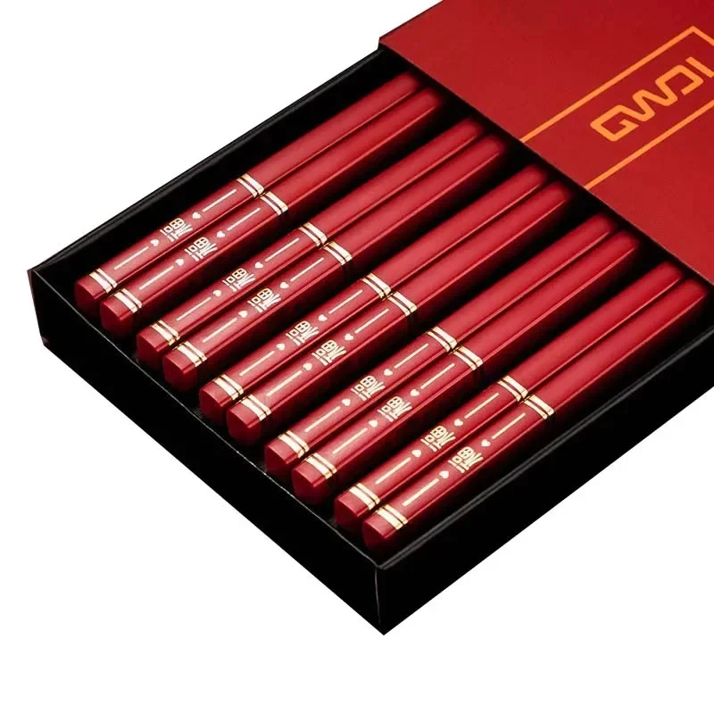 5 Pairs Japanese Chinese Chopsticks Sushi Non-slip Sticks Reusable Metal Korean Chopsticks Set Healthy Alloy Tableware set: Yellow