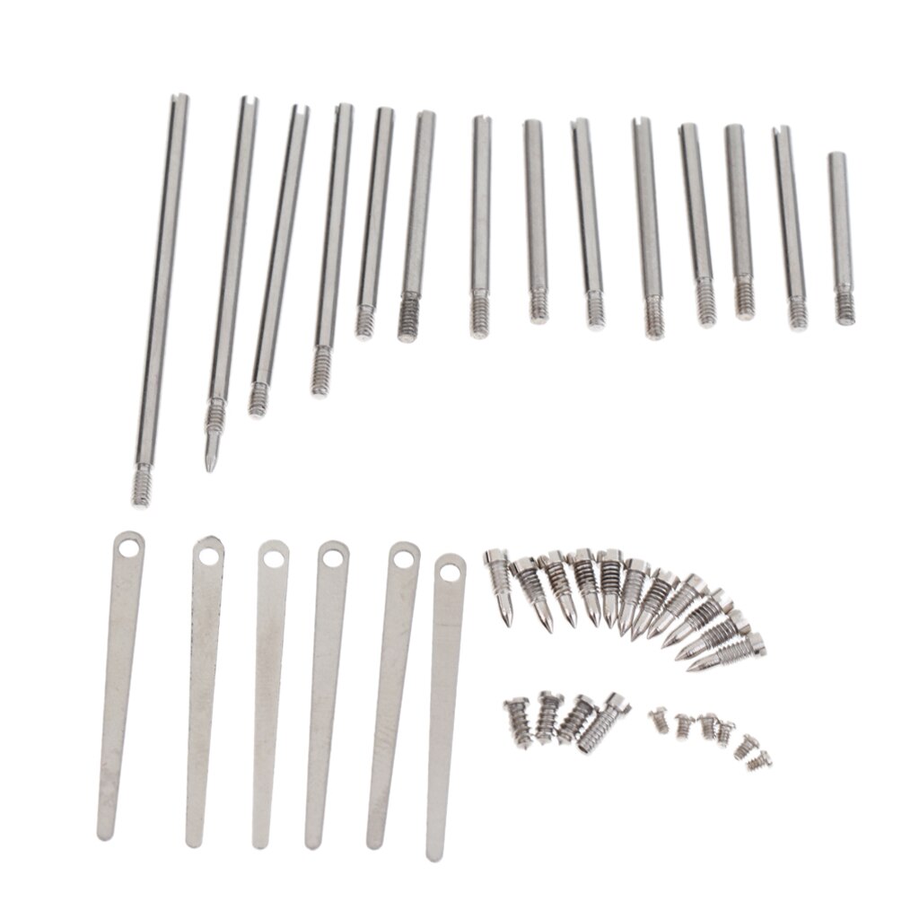 Set aus klarinettenreparaturwerkzeug, klappenrollen, klarinettenfedern und befestigungsschrauben