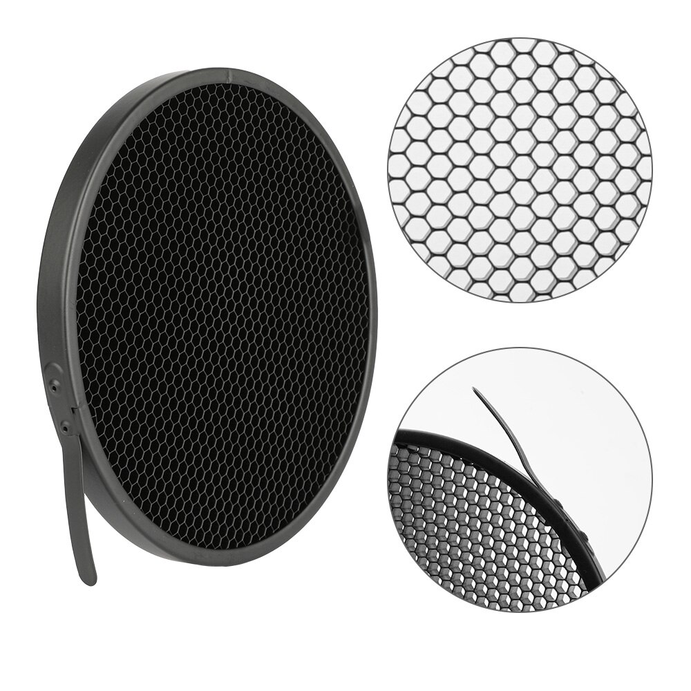 7"Bowens Mount Standard Reflector Diffuser Lamp Shade Dish + 50° Honeycomb Grid for photography Studio Flash Strobe light