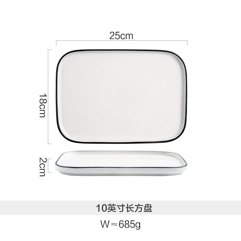 Ceramic Tableware European Square Plate Home Simple Western Pasta Pasta Steak Breakfast Plates: 10rectangle