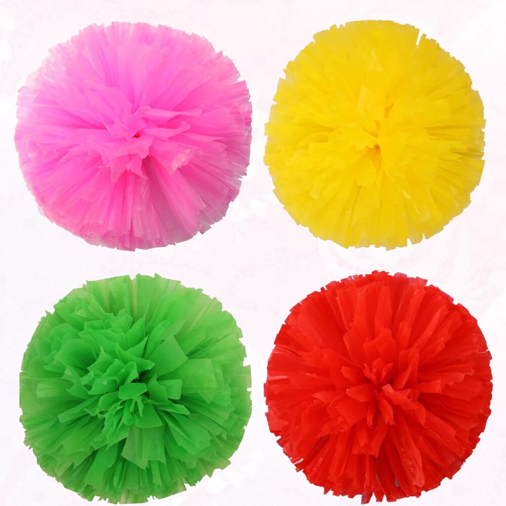 4 Stuks Herbruikbare Matte Juichen Poms Spirited Fun Cheerleading Pom Poms Kit Kleurrijke Cheer Props Met Ring Voor Prestaties Competit: As Shown