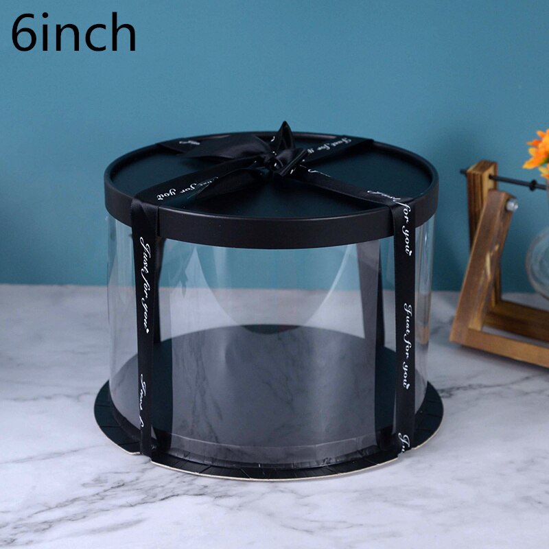 Caja redonda transparente para pastel de cumpleaños, embalaje transparente, decoración para de cumpleaños, a prueba de polvo, caja de almacenamiento para exhibición: B04