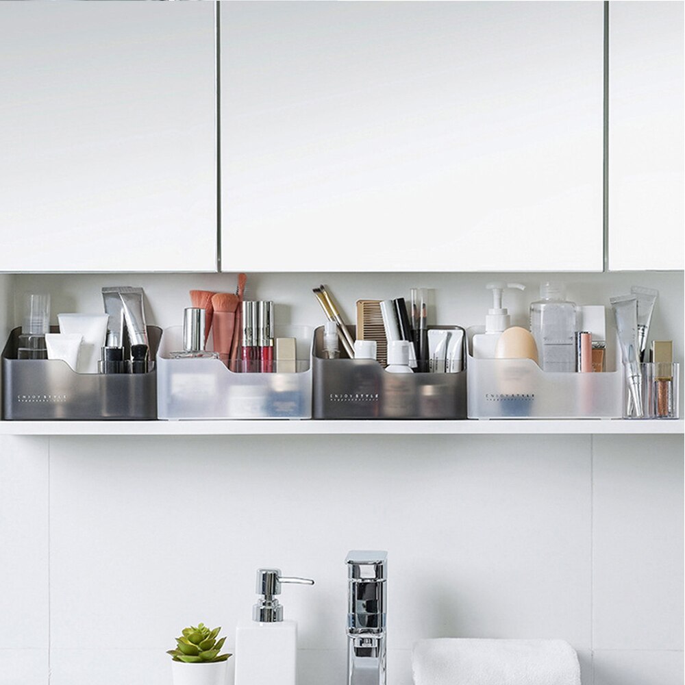 Scatola di immagazzinaggio del bagno di trucco di plastica organizzatore cosmetico Desktop Make Up custodia per gioielli articoli vari organizzatore per contenitori da tavolo