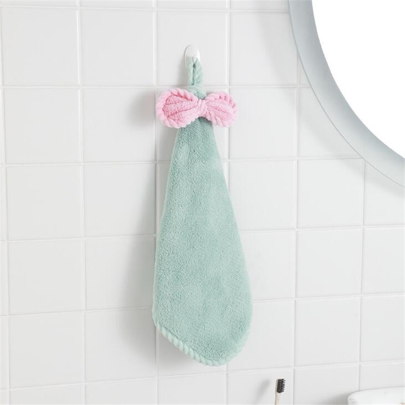 Bogen Hand Handtuch Mikrofaser Stoff Schnell-Trocken Wasser Absorption Trockenen Hängen Waschen Hand Handtuch freundlicher Tägliche Verwendung Küche Wc handtücher: Farbe 4