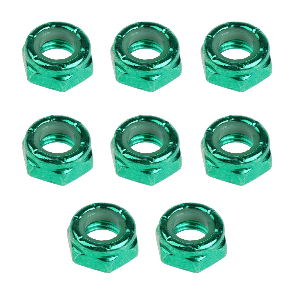 8pcs Heavy Duty Axle Nuts Kingpin Nuts Replacement for Skateboard Longboard Mounting Trucks Nuts Color Optional: Green 