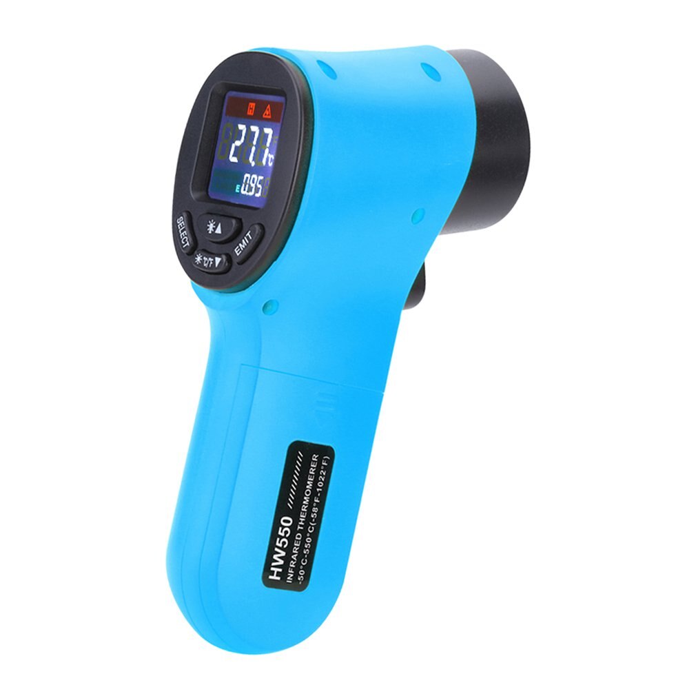 Hw550 temperaturer -50 ~ 550 ° c håndholdt infrarødt termometer berøringsfri lcd køkken digital termometersensor på lager hurtigt skib: Blå