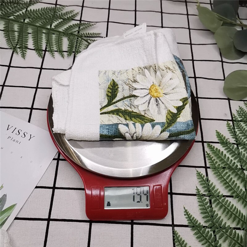 1Pc Small 20x20cm Cotton Terry Printed European American Pastoral Flowers Absorbent Kitchen Square Towel