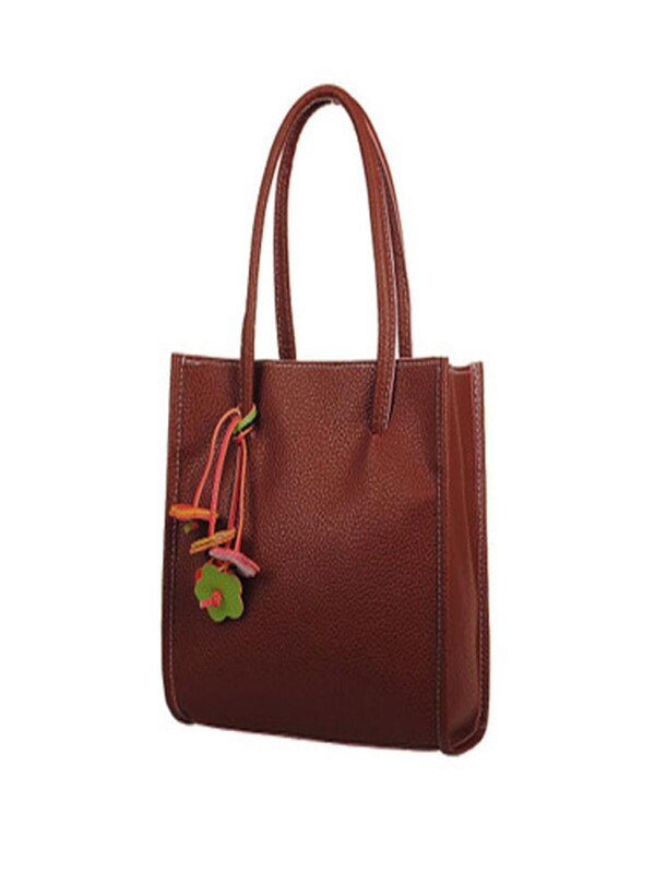 Bolso de hombro cuadrado de gran capacidad para mujer, pochette de piel sintética de , bolso de compras con flores, Bolsa femenina: F