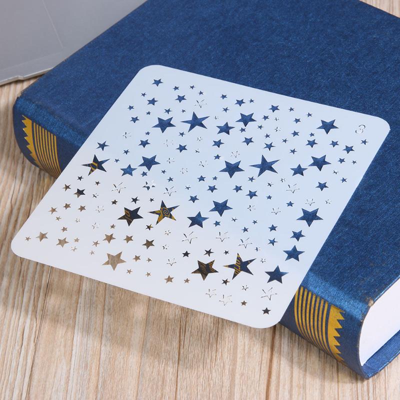 Plast ihålig linjal stjärnmönster stencil prägling form mall gör-det-själv scrapbooking fotoalbum verktyg måla ritning pochoir