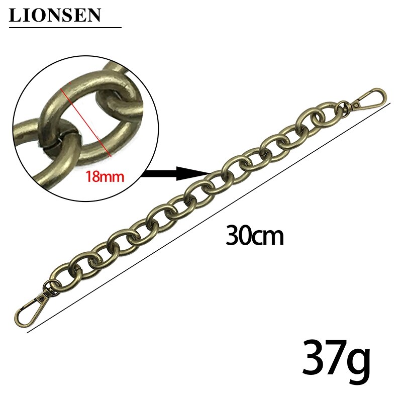 Lionsen 30Cm Vervanging Metalen Ketting Voor Handvat Tas Handtas Antiek Brons Zilver Diy Accessoires Voor Bag Riem Hardware