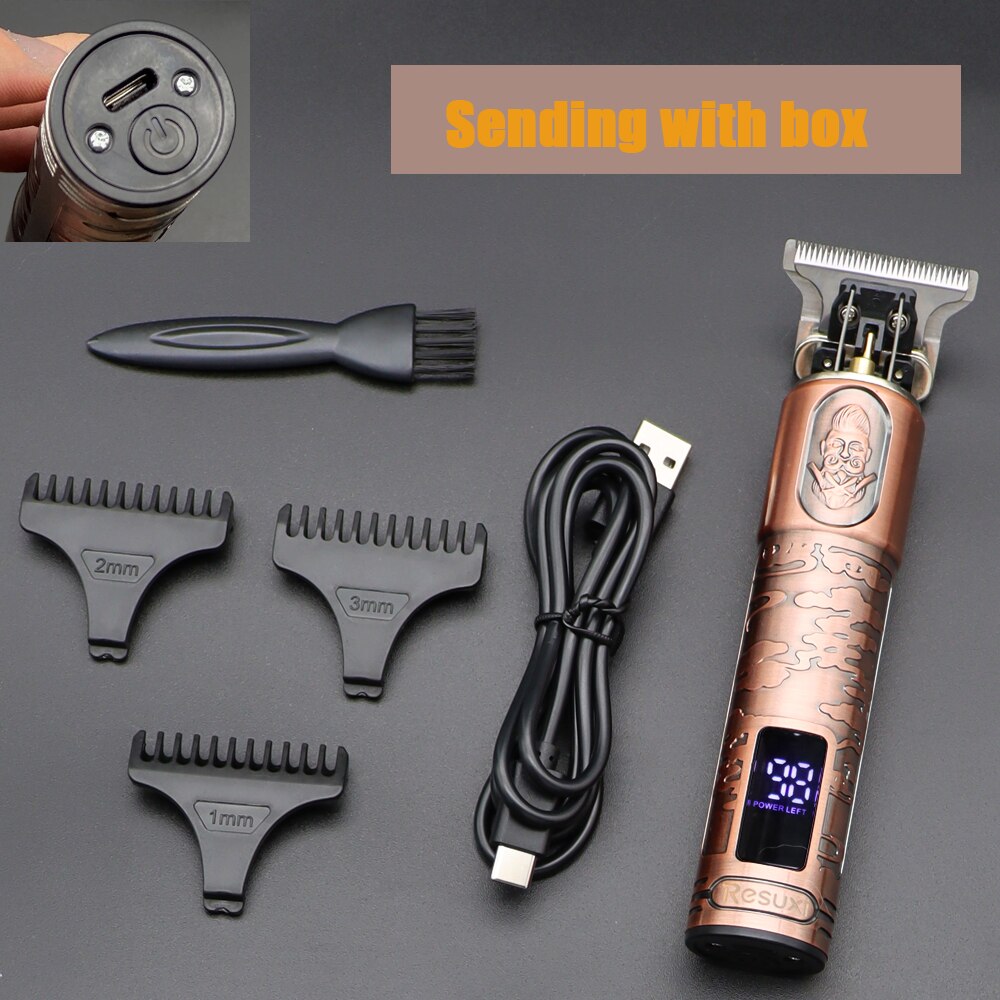 T9 0Mm Professionele Tondeuse Baard Trimmer Elektrische Oplaadbare Mannen Haar Scheerapparaat Baard Kapper Hair Cut Snijden Machine: LCD ROSE RED