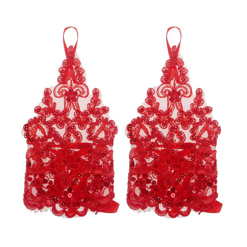 Handschoenen voor Meisjes Prinses Handschoenen Meisjes Trouwjurk Handschoen Kostuum Accessoire Kant Diamant Prestaties Fotografie: Rood