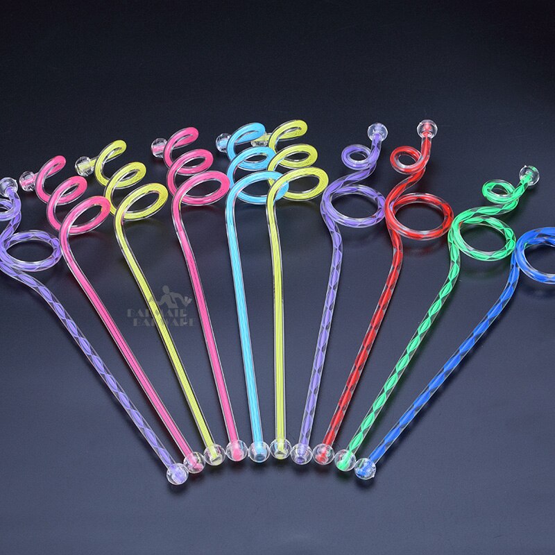 10 stk 23cm/29cm akryl frugtcocktail pick stick ske, spiral mønster bar tedråbe ske cocktail pick piskeris tilfældige farver