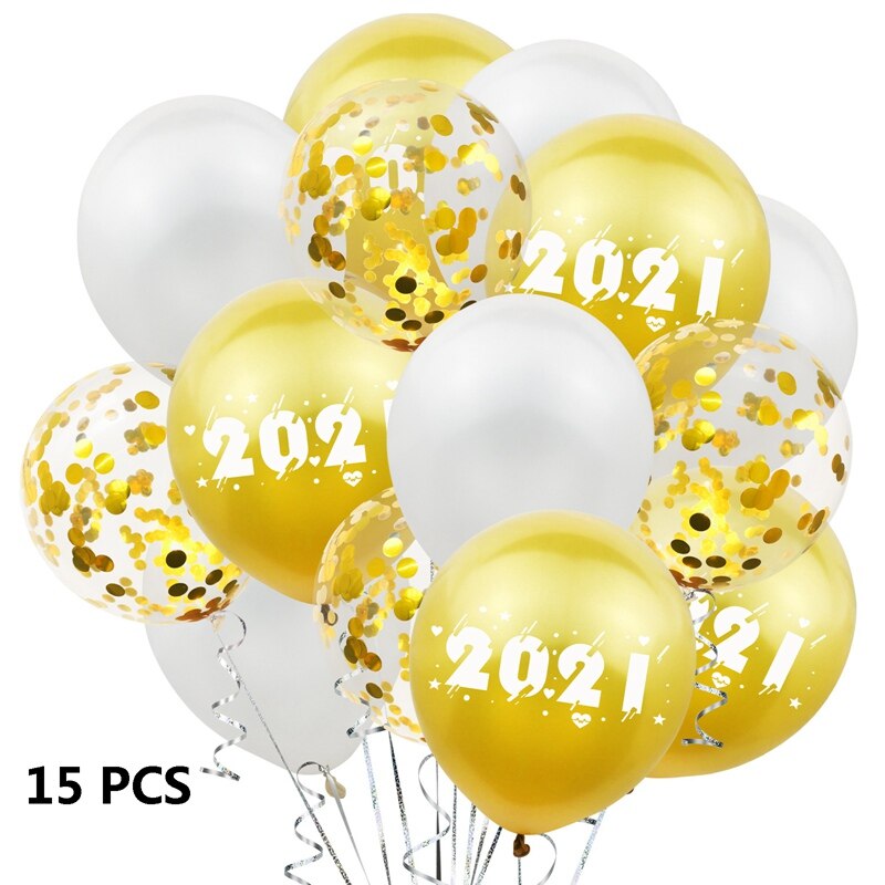 10/15 stk balloner 12 tommer lykkeligt årstal trykt latexballoner år tema fest dekoration balloner: Guld 15 stk