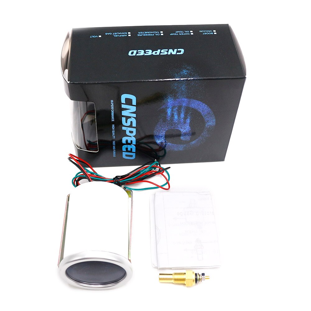 CNSPEED 2"52mm 12V Car Auto Water Temp Gauge 40-150C With Sensor NPT1/8 Car Water Temperature Meter Smoke Lens White LED Display