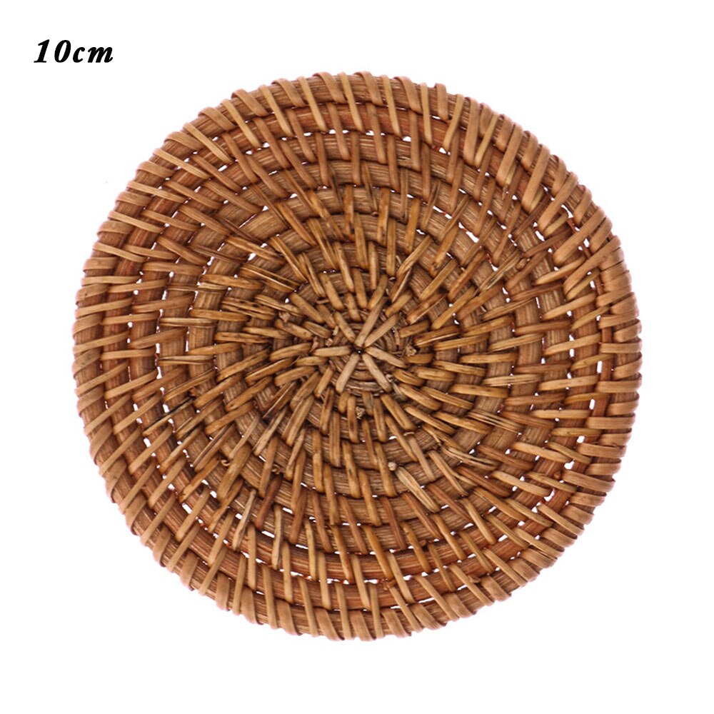 1 Pc Natuurlijke Rotan Onderzetters Placemats Keuken Placemats Ronde Isolatie Kom Pad Tafel Padding Cup Mat Handgemaakte Rotan Coaster: 10cm