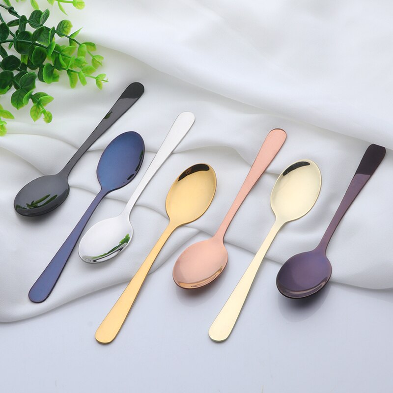 Cuillère à thé en acier inoxydable Rose or | Ustensiles de table, cuillère en or de cuillère à café Vintage, outil de cuisine de fête 10 pièces