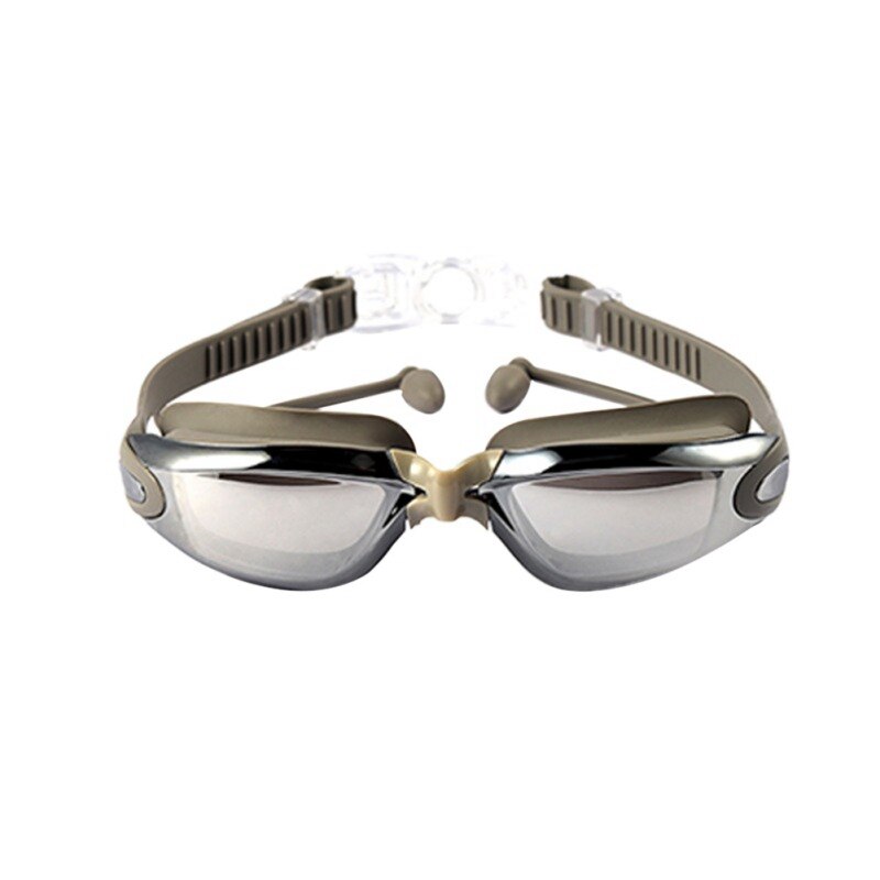 Outdoor Water Sport Waterdicht Anti-fog Zwemmen Bril Grote Frame met Siliconen Oordopjes Zwembril Eyewear: DH