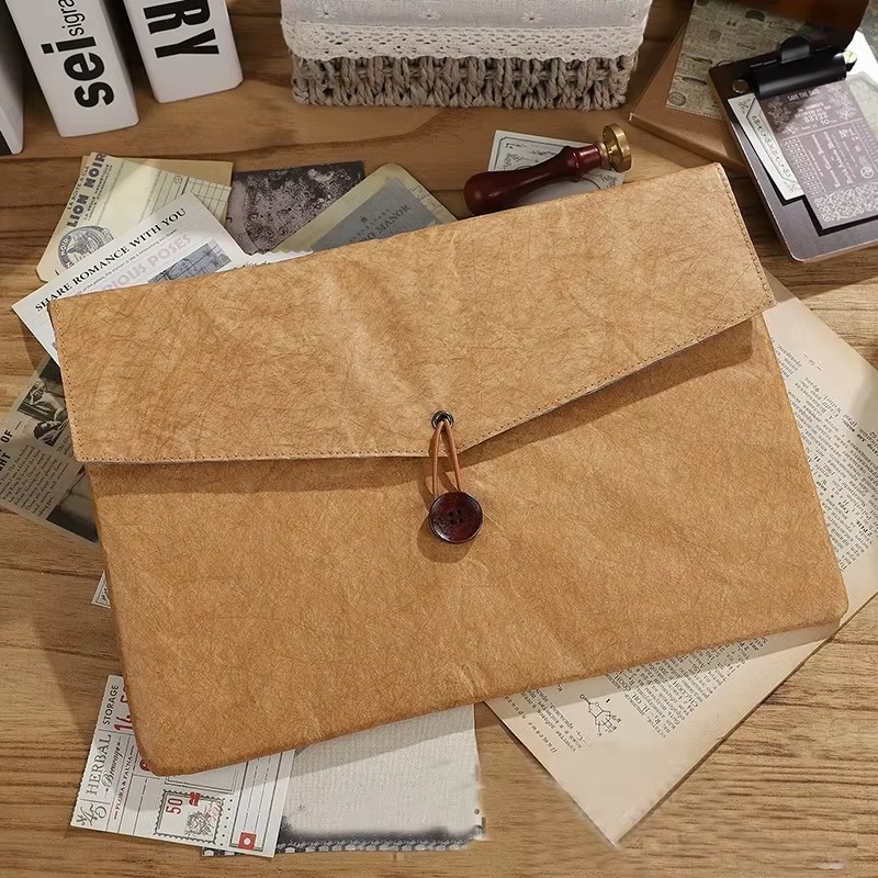 Ultralett og bærbar dupont-papirveske til nettbrett, beskyttelsesetui til ipad, oppbevaringsveske til kindle, forretningsveske, multifunksjonell dokumentoppbevaringsveske: 13 " / Gul