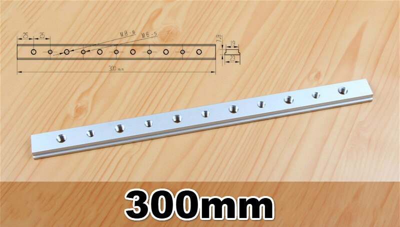 Aluminium T Track Slot M6 M8 Slide Slab for T-slot T-track Miter Track Fixture Slot Woodworking Tool Router Table Tools: 300mm with hole