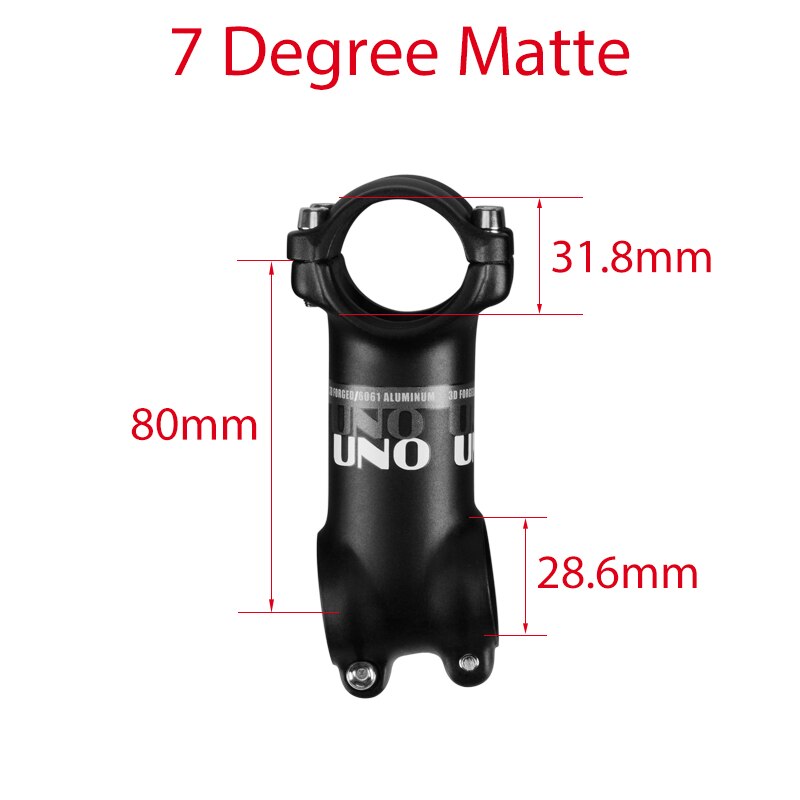 Bike Stem UNO 7degree Stem 31.8mm mtb Stem Ultralight Aluminum Stem 60/70/80/90/100/110/120/130mm Bike Accessories Bike Parts: 31.8x80mm 7 stem