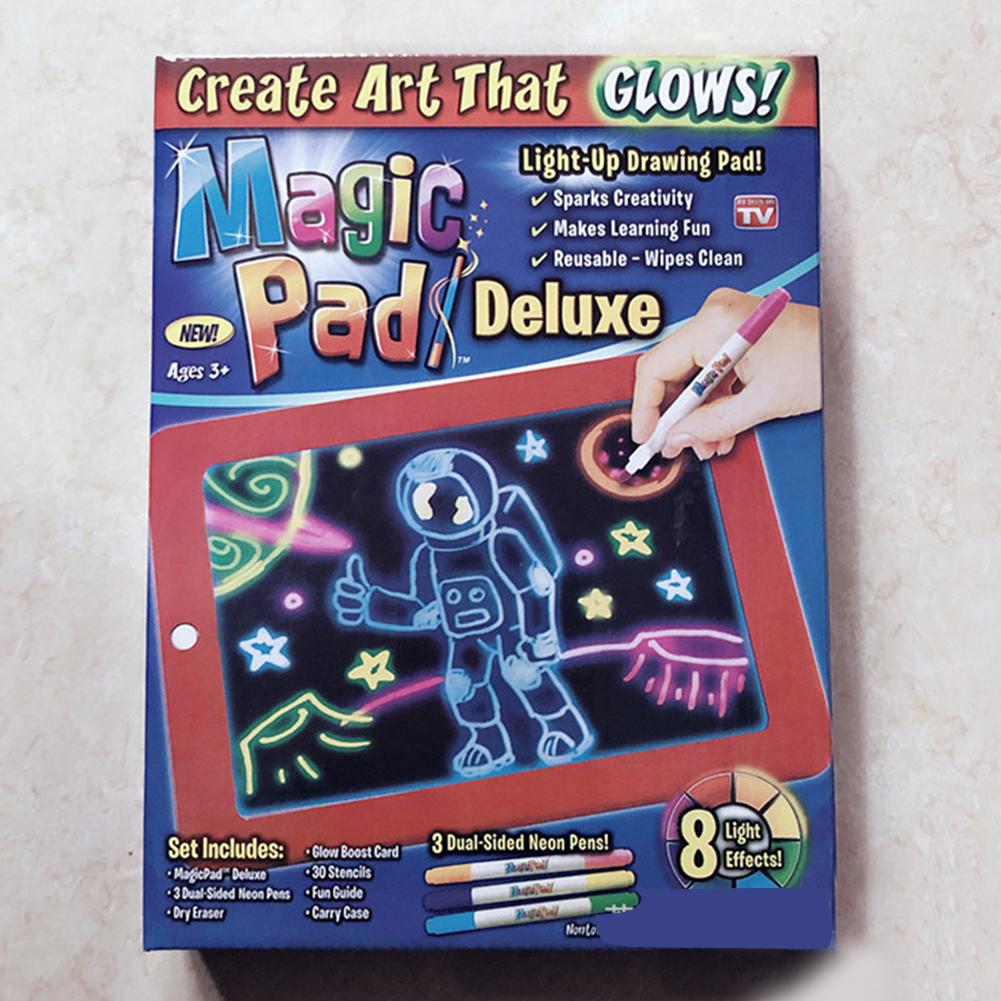 Bloc de dibujo mágico 3D, tablero luminoso con luz LED, juguete de desarrollo intelectual para niños, herramienta de aprendizaje para pintar