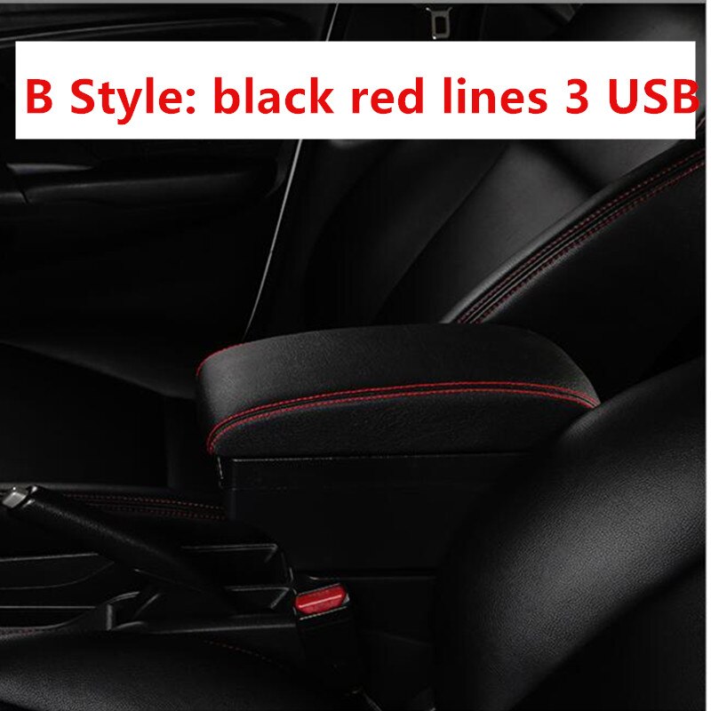 Pour Clio 4 accoudoir boîte magasin central boîte de contenu avec interface USB: B black red line