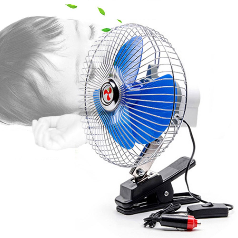 6/8 inch 12V/24V Car Fan Universal Semi-Enclosed Vehicle Fan With Clip Summer Car Electric Cooling Fan for Car Truck